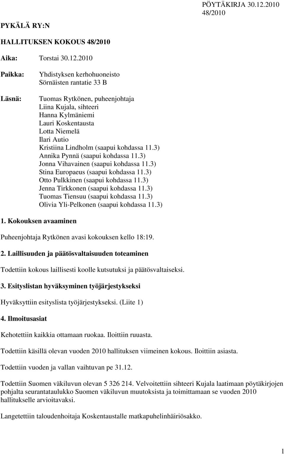 Lindholm (saapui kohdassa 11.3) Annika Pynnä (saapui kohdassa 11.3) Jonna Vihavainen (saapui kohdassa 11.3) Stina Europaeus (saapui kohdassa 11.3) Otto Pulkkinen (saapui kohdassa 11.