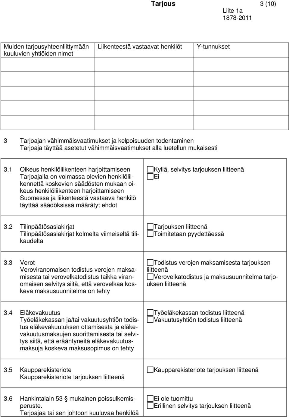 1 Oikeus henkilöliikenteen harjoittamiseen Tarjoajalla on voimassa olevien henkilöliikennettä koskevien säädösten mukaan oikeus henkilöliikenteen harjoittamiseen Suomessa ja liikenteestä vastaava