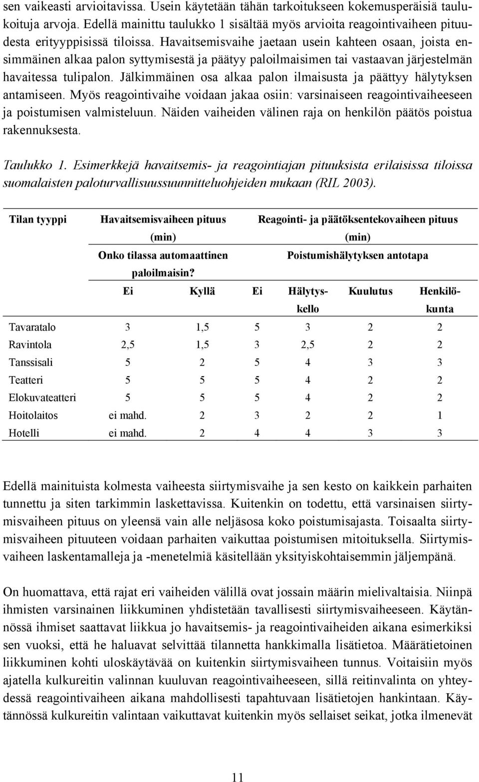 Havaitsemisvaihe jaetaan usein kahteen osaan, joista ensimmäinen alkaa palon syttymisestä ja päätyy paloilmaisimen tai vastaavan järjestelmän havaitessa tulipalon.