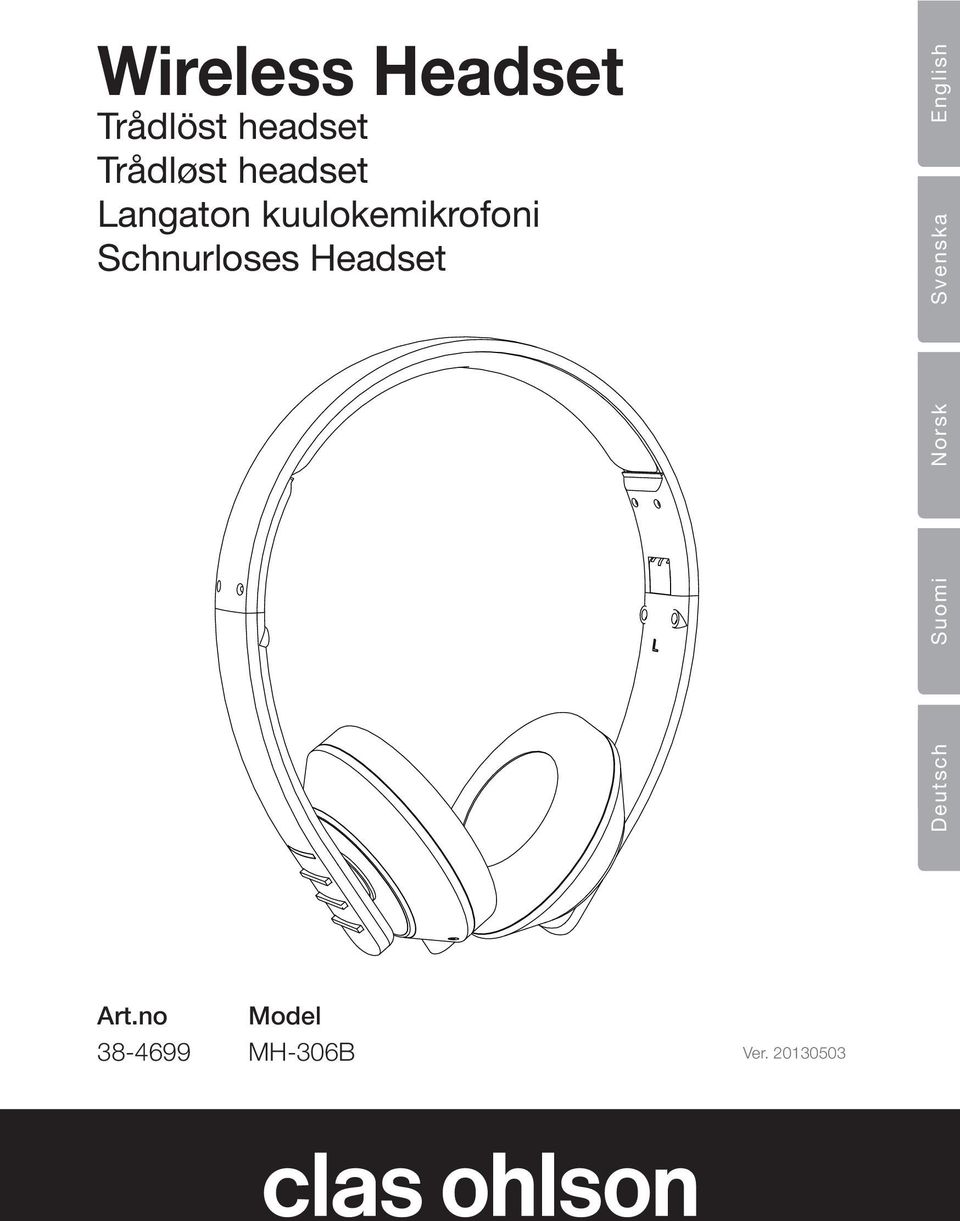 Schnurloses Headset Deutsch Suomi Norsk