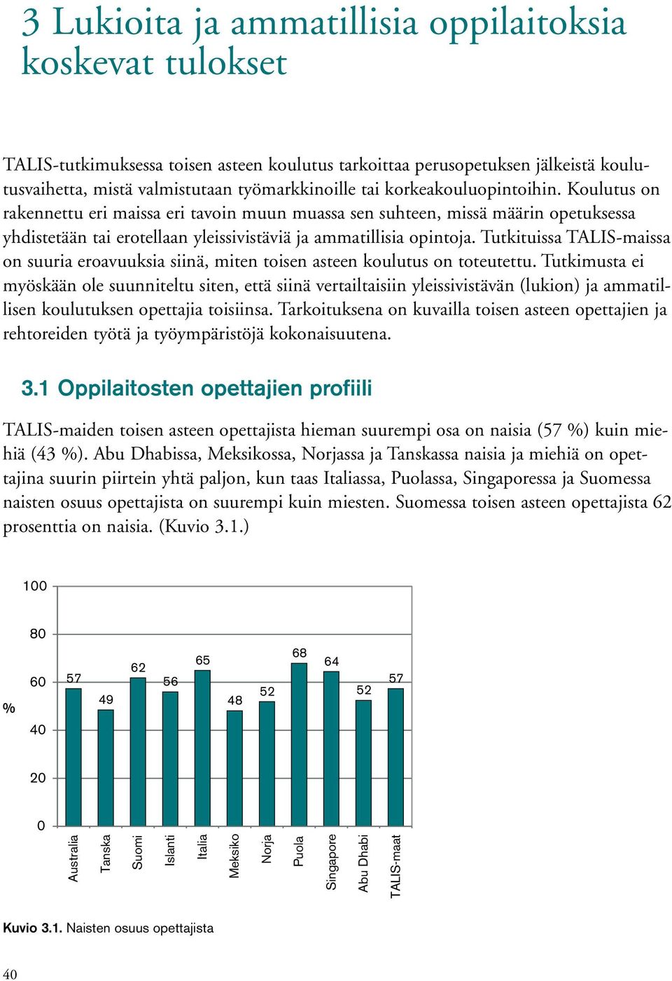Tutkituissa TALIS-maissa on suuria eroavuuksia siinä, miten toisen asteen koulutus on toteutettu.