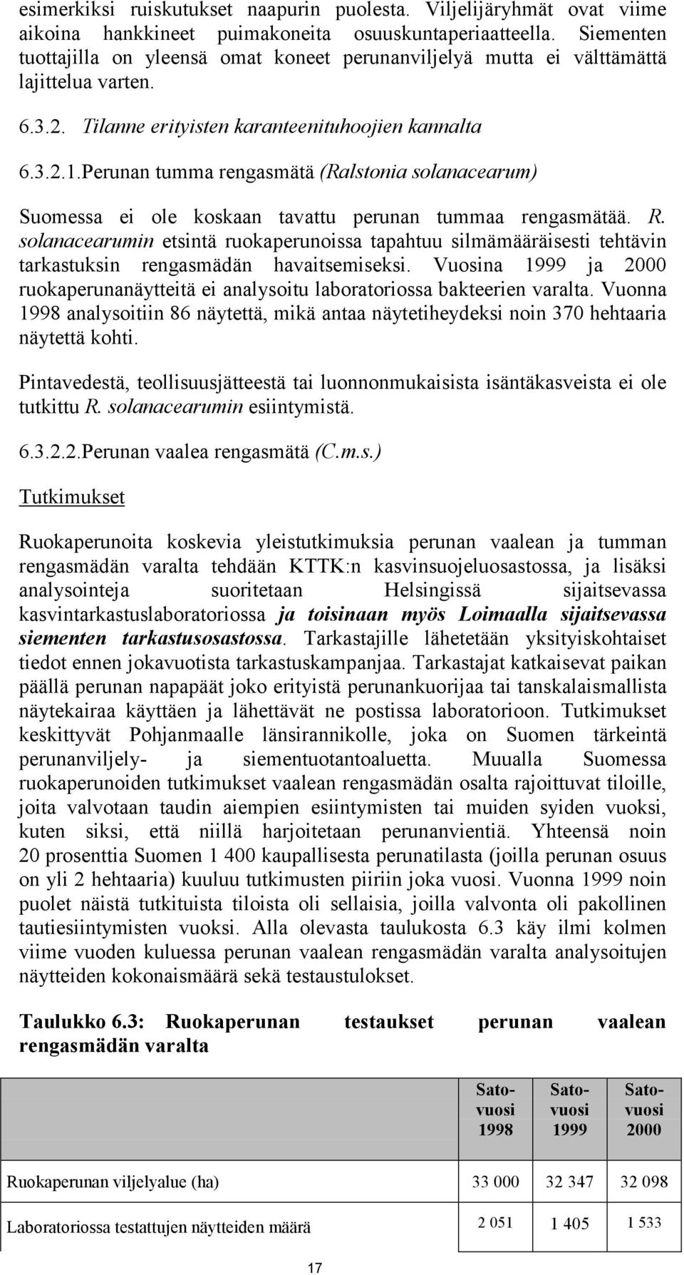 Perunan tumma rengasmätä (Ralstonia solanacearum) Suomessa ei ole koskaan tavattu perunan tummaa rengasmätää. R.