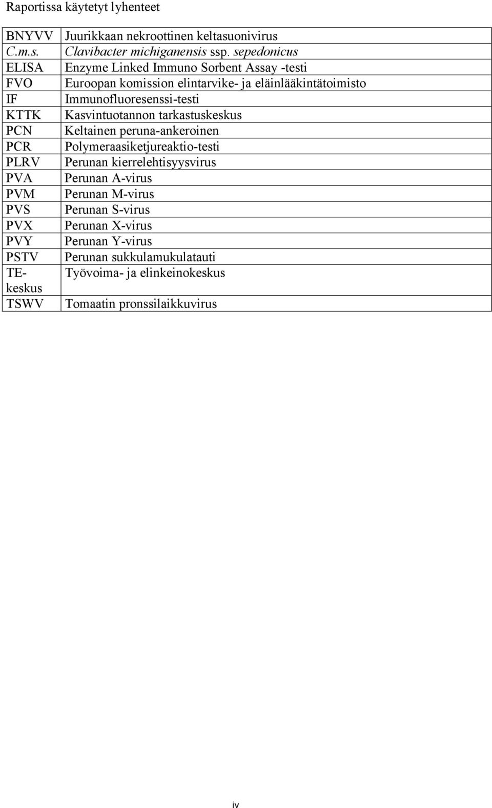 tarkastuskeskus Keltainen peruna-ankeroinen Polymeraasiketjureaktio-testi Perunan kierrelehtisyysvirus Perunan A-virus Perunan M-virus Perunan S-virus