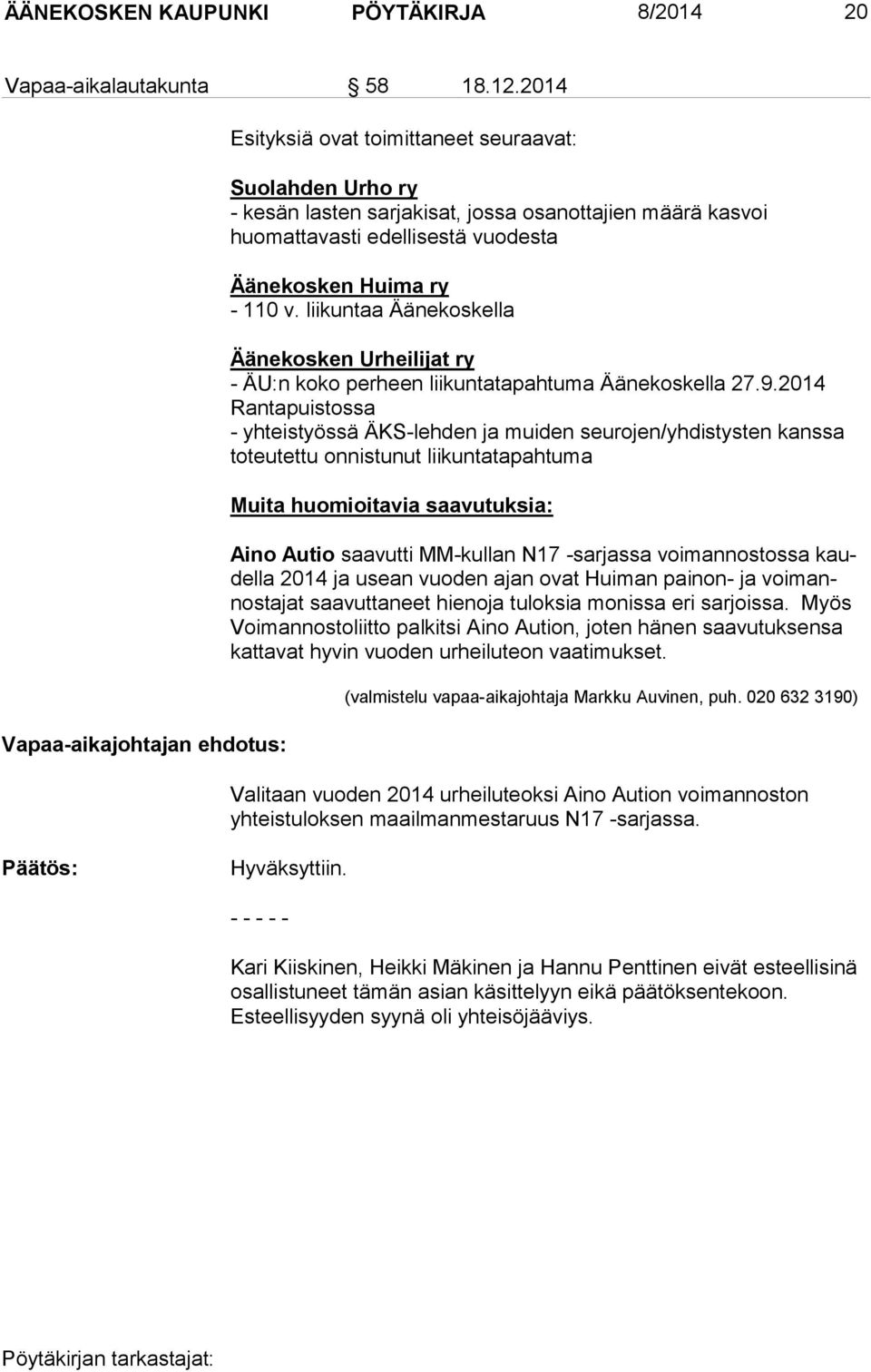 liikuntaa Äänekoskella Äänekosken Urheilijat ry - ÄU:n koko perheen liikuntatapahtuma Äänekoskella 27.9.