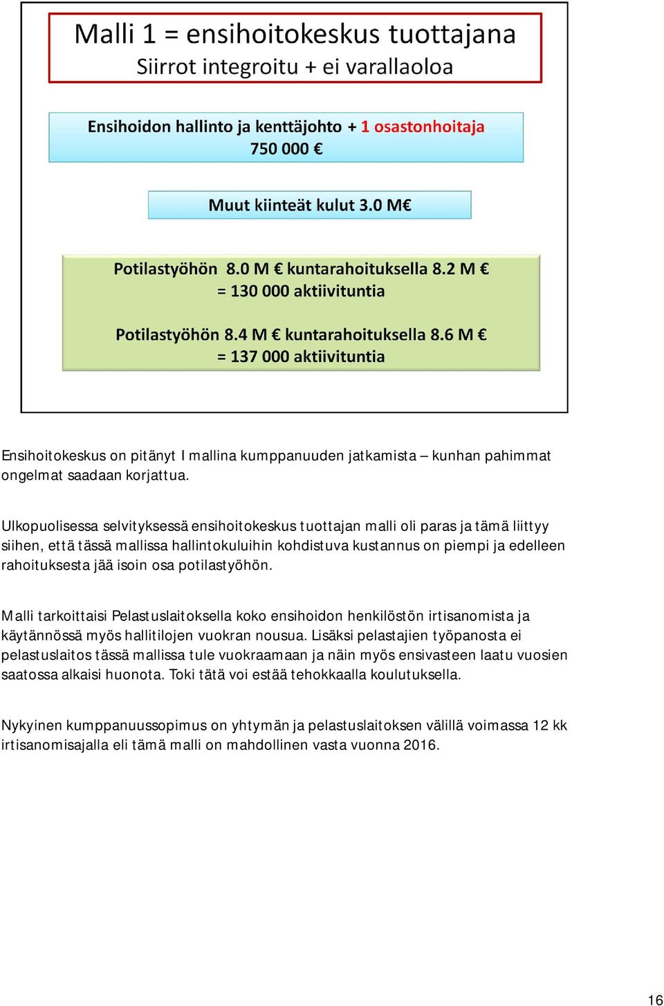 osa potilastyöhön. Malli tarkoittaisi Pelastuslaitoksella koko ensihoidon henkilöstön irtisanomista ja käytännössä myös hallitilojen vuokran nousua.