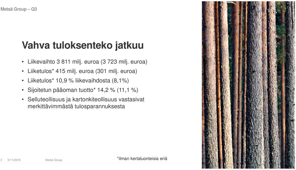 euroa) Liiketulos* 10,9 % liikevaihdosta (8,1%) Sijoitetun pääoman tuotto* 14,2 %