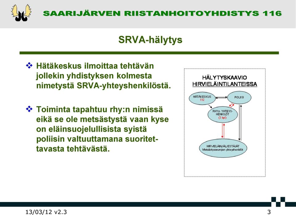 Toiminta tapahtuu rhy:n nimissä eikä se ole metsästystä vaan kyse