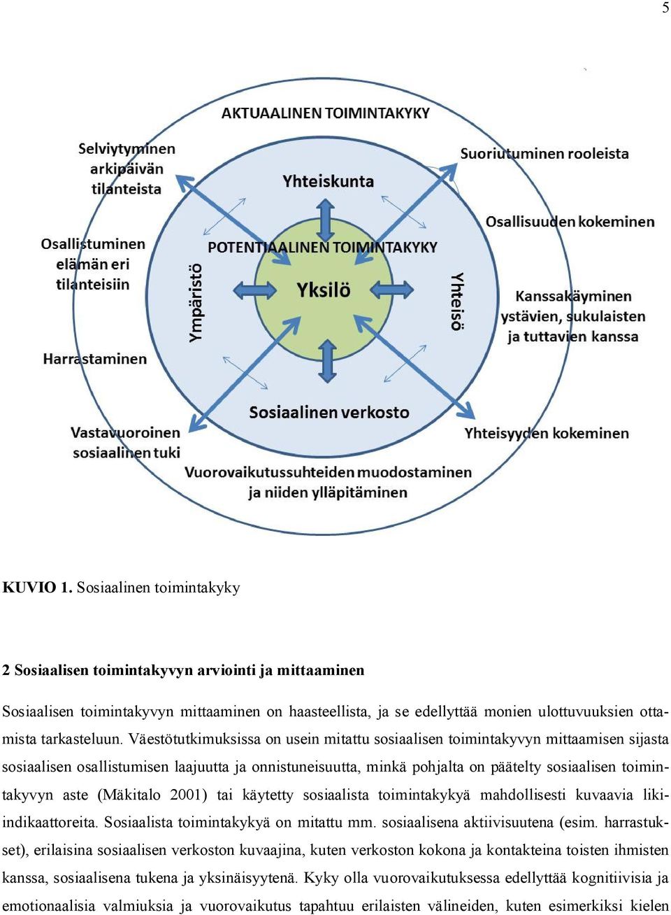Väestötutkimuksissa on usein mitattu sosiaalisen toimintakyvyn mittaamisen sijasta sosiaalisen osallistumisen laajuutta ja onnistuneisuutta, minkä pohjalta on päätelty sosiaalisen toimintakyvyn aste