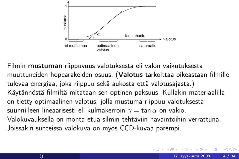 ) Käytännöstä filmiltä mitataan sen optinen paksuus.