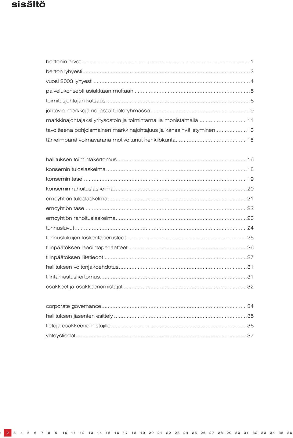 ..15 hallituksen toimintakertomus...16 konsernin tuloslaskelma...18 konsernin tase...19 konsernin rahoituslaskelma...20 emoyhtiön tuloslaskelma...21 emoyhtiön tase...22 emoyhtiön rahoituslaskelma.