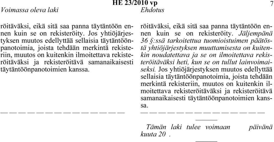 täytäntöönpanotoimien kanssa. röitäväksi, eikä sitä saa panna täytäntöön ennen kuin se on rekisteröity.