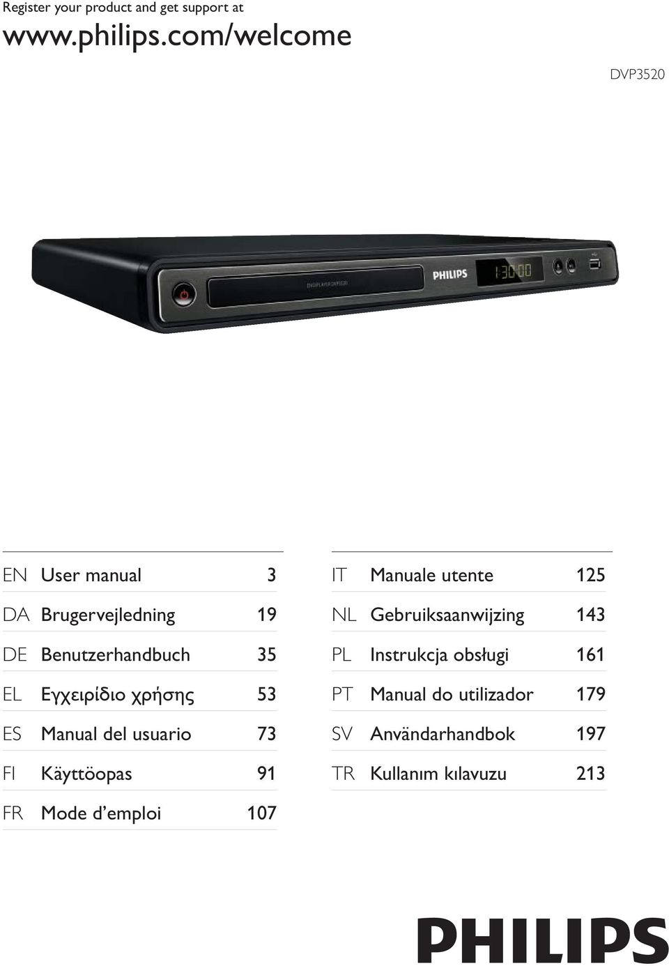 53 ES Manual del usuario 73 Käyttöopas 91 IT Manuale utente 125 NL Gebruiksaanwijzing