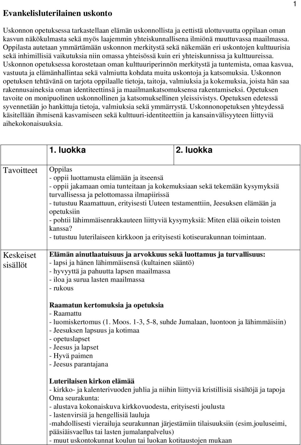 ta autetaan ymmärtämään uskonnon merkitystä sekä näkemään eri uskontojen kulttuurisia sekä inhimillisiä vaikutuksia niin omassa yhteisössä kuin eri yhteiskunnissa ja kulttuureissa.