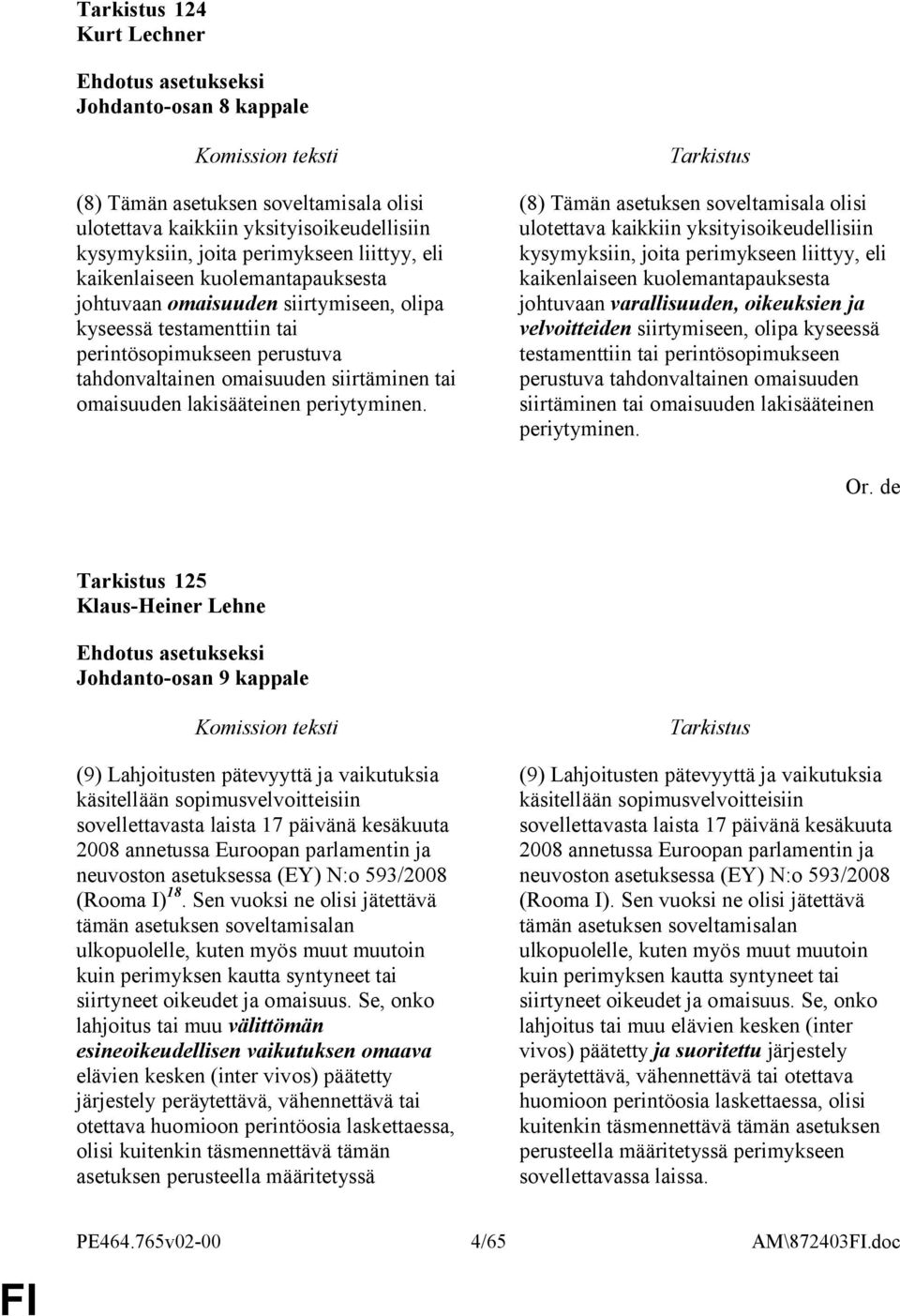 (8) Tämän asetuksen soveltamisala olisi ulotettava kaikkiin yksityisoikeudellisiin kysymyksiin, joita perimykseen liittyy, eli kaikenlaiseen kuolemantapauksesta johtuvaan varallisuuden, oikeuksien ja