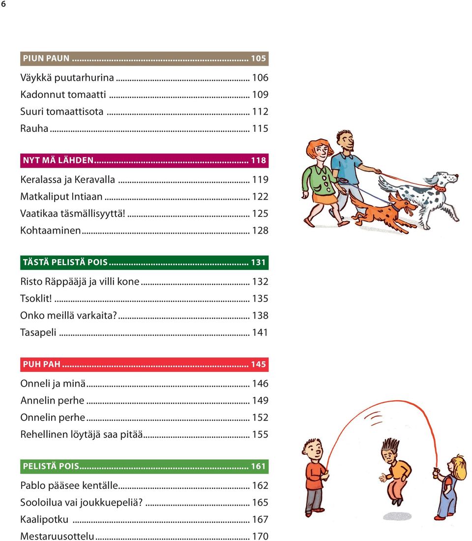 .. 131 Risto Räppääjä ja villi kone... 132 Tsoklit!... 135 Onko meillä varkaita?... 138 Tasapeli... 141 PUH PAH... 145 Onneli ja minä.