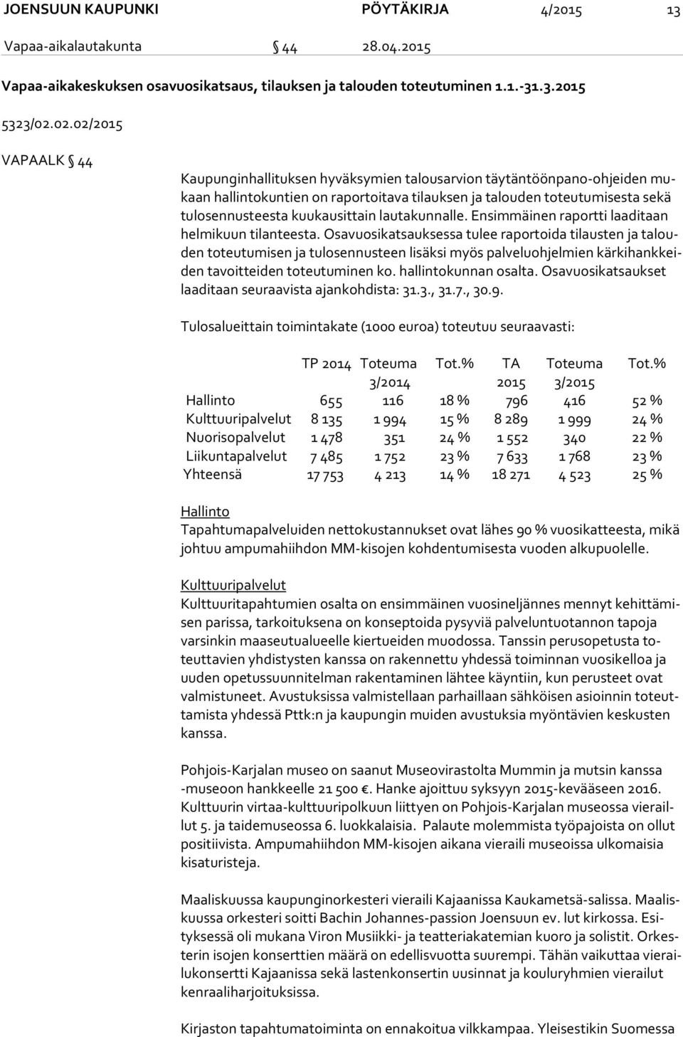 kuukausittain lautakunnalle. Ensimmäinen raportti laaditaan hel mi kuun tilanteesta.