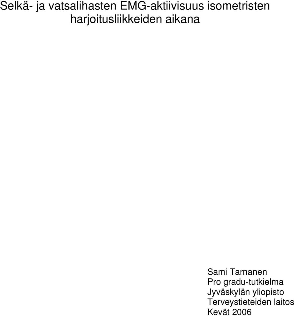 Sami Tarnanen Pro gradu-tutkielma