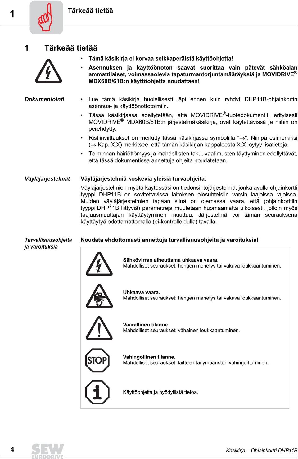 Dokumentointi Lue tämä käsikirja huolellisesti läpi ennen kuin ryhdyt DHP11B-ohjainkortin asennus- ja käyttöönottotoimiin.