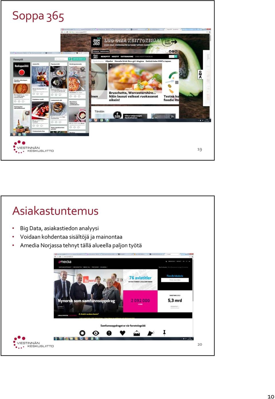 kohdentaa sisältöjä ja mainontaa Amedia