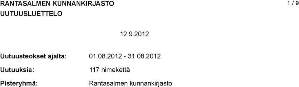 2.9.202 Uutuusteokset ajalta: