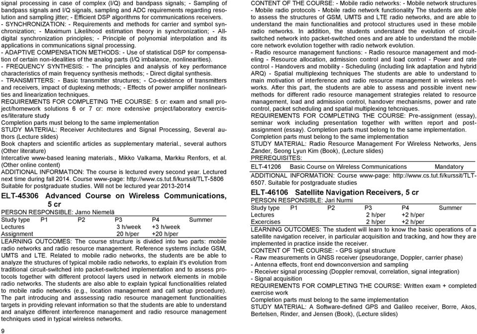 - SYNCHRONIZATION: - Requirements and methods for carrier and symbol synchronization; - Maximum Likelihood estimation theory in synchronization; - Alldigital synchronization principles; - Principle