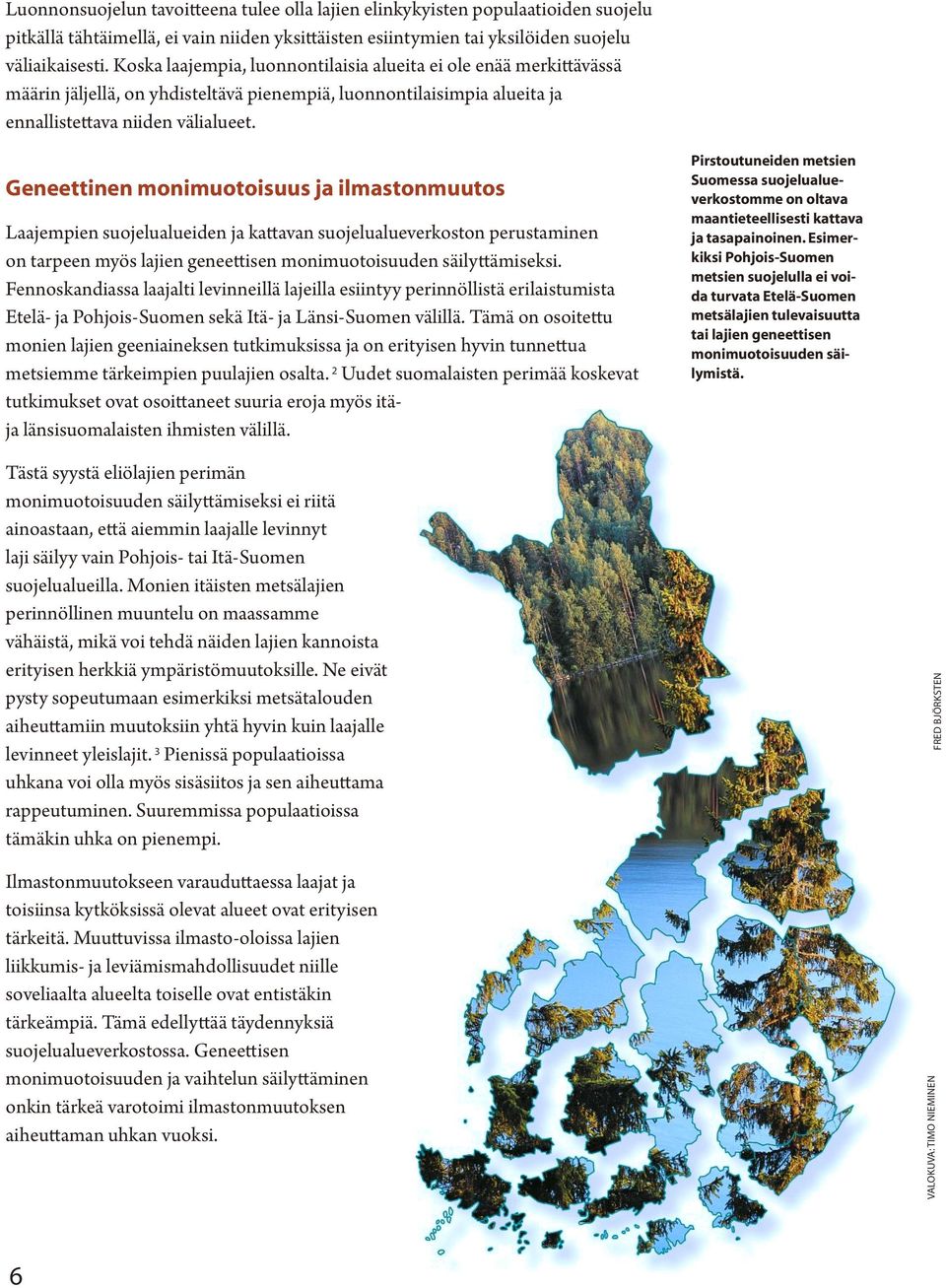 Geneettinen monimuotoisuus ja ilmastonmuutos Laajempien suojelualueiden ja kattavan suojelualueverkoston perustaminen on tarpeen myös lajien geneettisen monimuotoisuuden säilyttämiseksi.