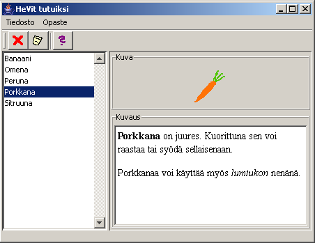 Perusnäyttö JFrame JMenuBar ContentPane JMenu JMenu JToolbar JButton JButton