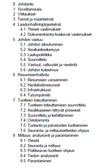 16 Kuva 3. ISO 9000 -standardin sisältö 6.5.