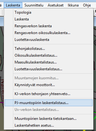 4 KUVIO 2. PJ-muuntopiirin laskentalistaus (DMS 600NE) 2.2 DMS 600WS ja DMS 600SA DMS 600WS on käytöntukijärjestelmä. Tämä ohjelma toimii käytönvalvonnan päällä reaaliaikaisena tilanneseurantana.