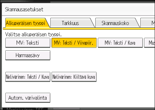 5. Skannaus Skannausasetusten määritys 1. Paina [Skannausasetukset]. 2.