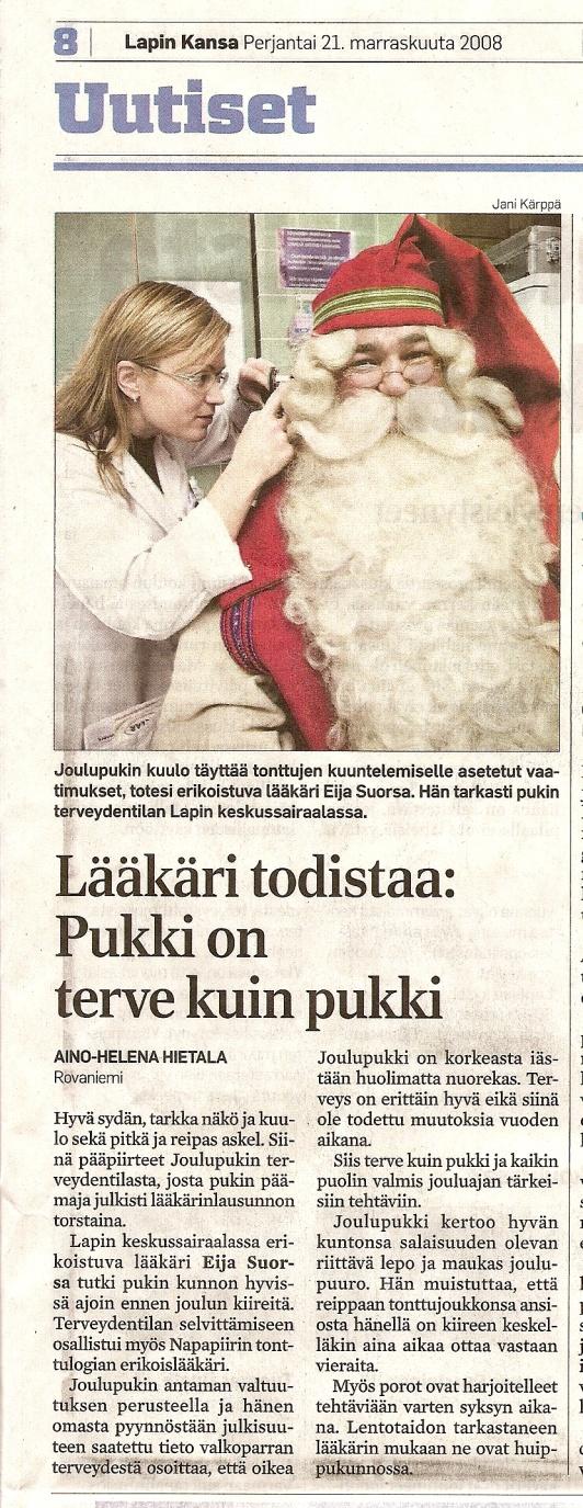 Joulupukki on terve kuin pukki