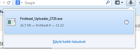 10 2.4 Firstbeat Uploader asentaminen Käyttäessäsi vanhempaa Firstbeat Bodyguard- tai jotakin muuta mittalaitetta, tarvitset mittausten purkamista palvelimelle ja laitteen valmistelua varten