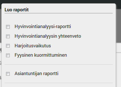 37 Raporttiasetukset -painikkeesta pääset määrittämään raportin kielen, luotavat raportit ja käytetyt mittayksiköt.