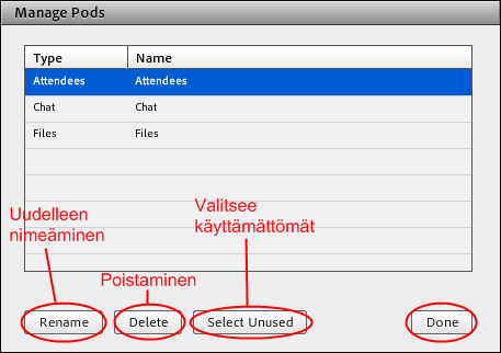 IT-palvelut 15 Siirrä tai muokkaa podeja 2(2) Piilota näkyvistä tai