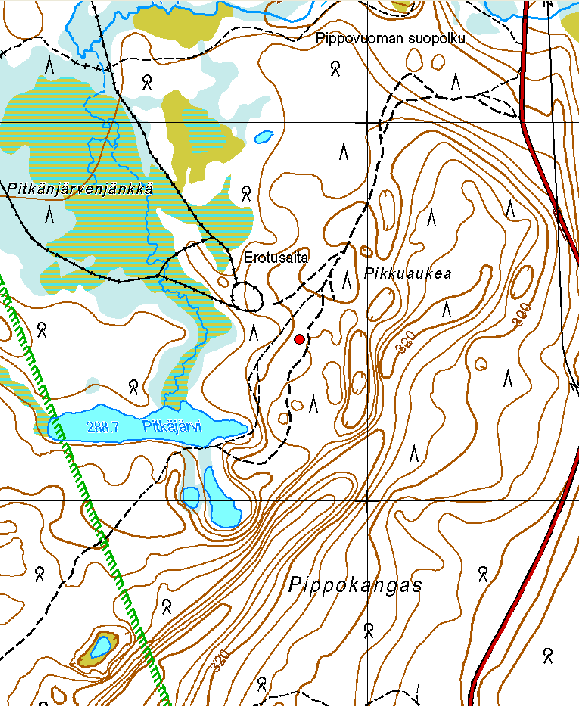 Kartta 3. Pitkäjärvenjänkkä, pyyntikuoppa.