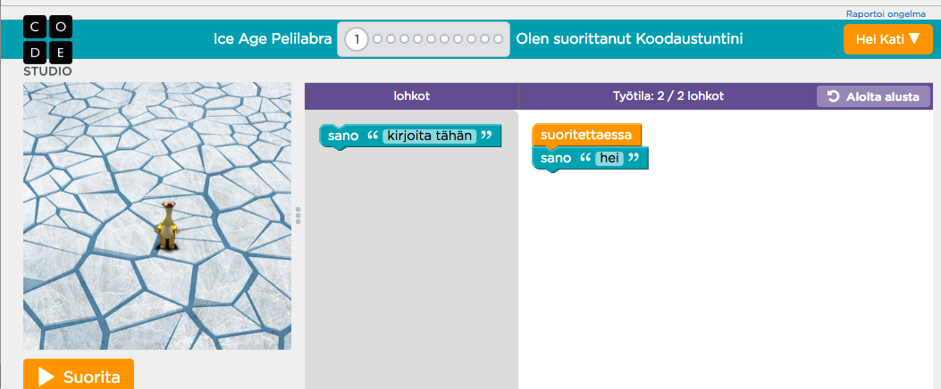 Code.org sivusto ohjelmoinnin