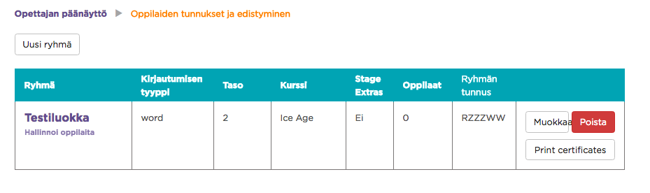 ENNAKKOVALMISTELUT Oppilaiden tunnukset Luo oppilaille tunnukset. Tässä materiaalissa ryhmän kirjautumistyyppinä on sana.