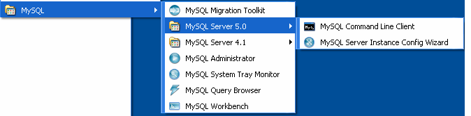 MYSQL-TYÖKALUT Asennuksen jälkeen MySQL-työkalut ovat omassa ryhmässään Kannan tuonti esim.
