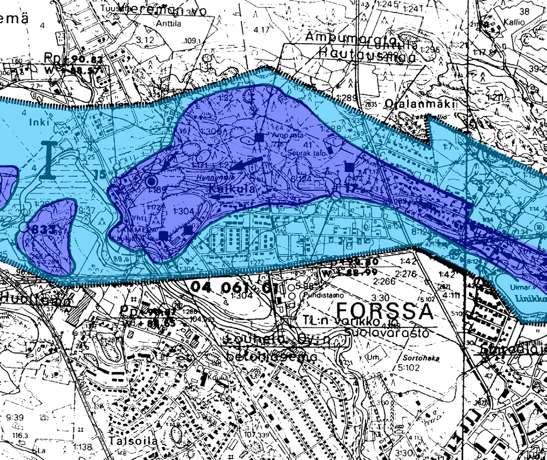 tykset Alue sijaitsee I-luokan pohjavesialueella, joka on tällä hetkellä Forssan ainoa juomaveden lähde.