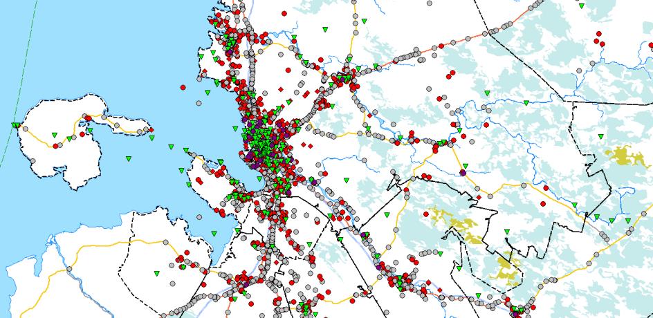 Edellä mainittu selvitystyö tehtiin MapInfon avulla. Tarkastelua varten haettiin Prontosta vuosien 2011-2015 2007-2011 riskiluokan määrittävät onnettomuudet.