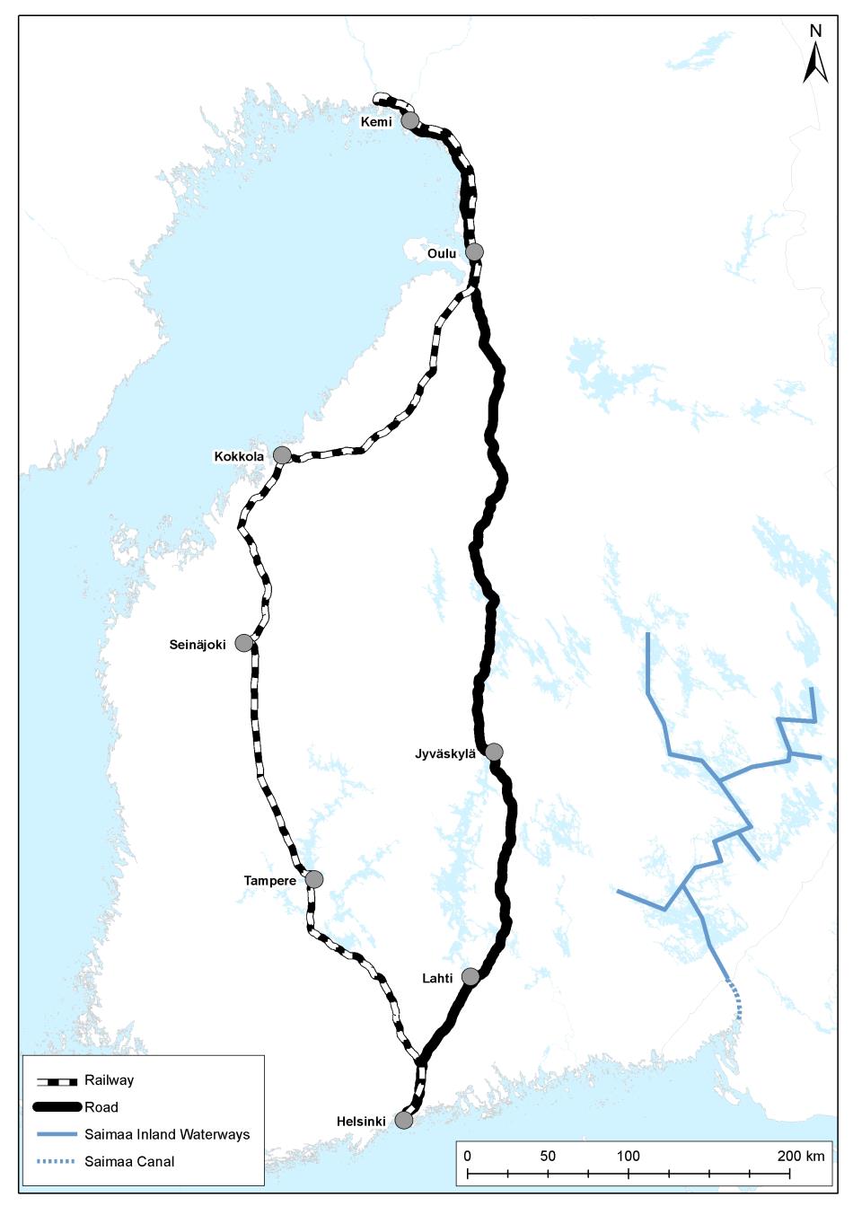 Yksiraiteinen osuus 67 % vt 4 Helsinki Keminmaa ja vt 29 Keminmaa Tornio Maantietä 730 km