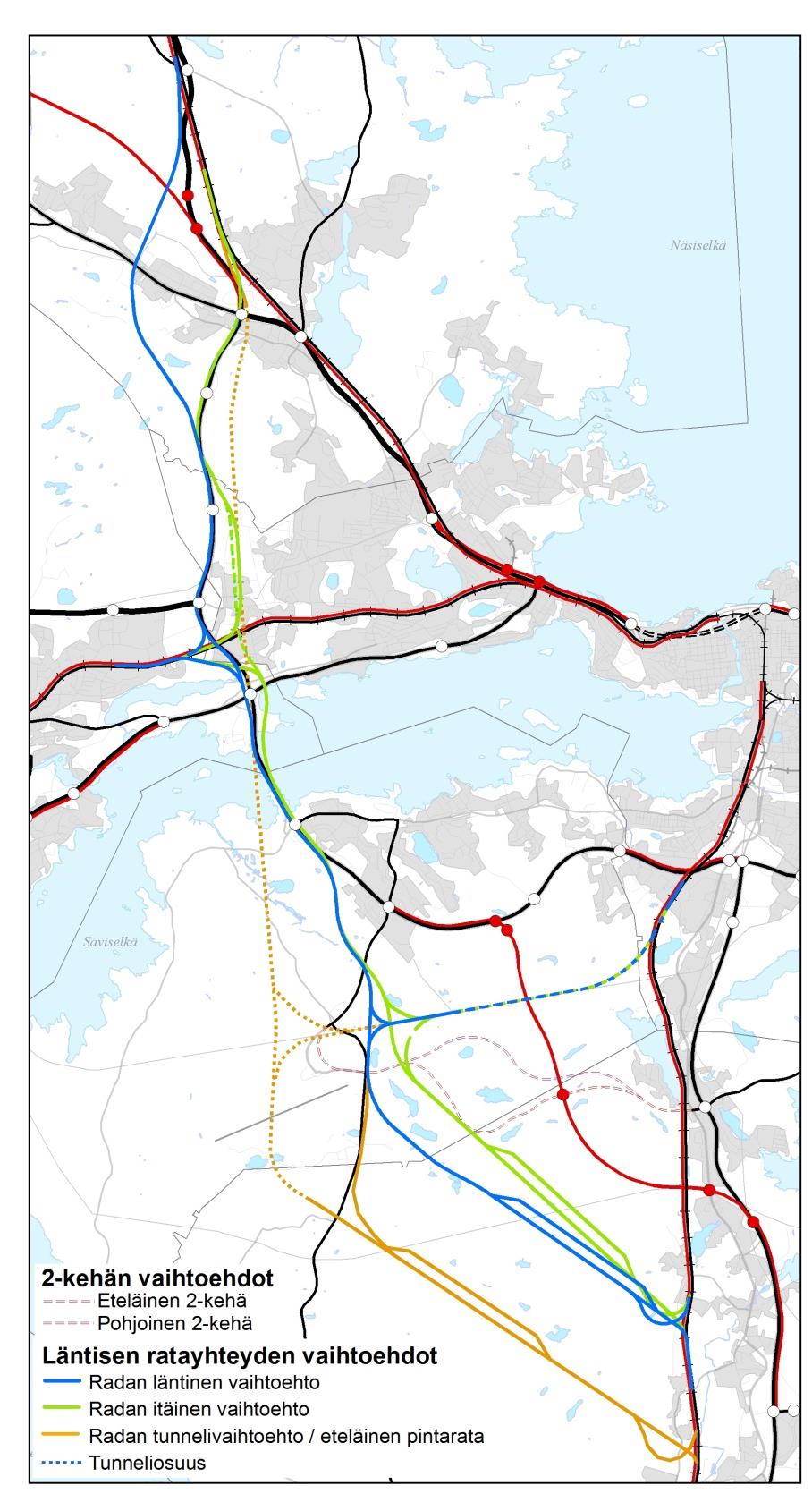 Läntinen ratayhteys Lisätarkastelut luonnosvaiheen jälkeen Ratayhteys on suunniteltu tavaraliikenteen tarpeisiin, mutta osuus Lempäälä lentoasema Peltolammi on suunniteltu niin, että myös