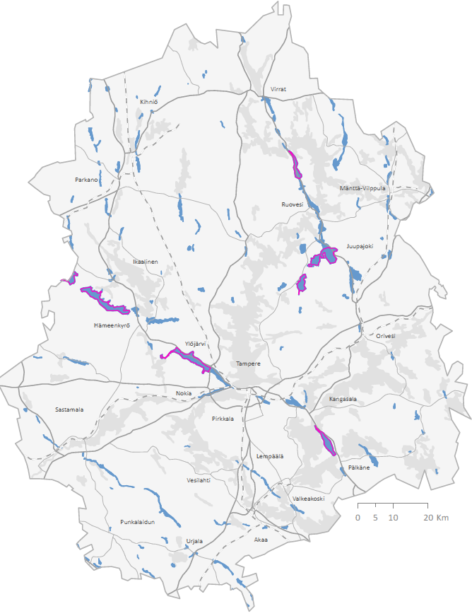 Vedenhankinnan kehittämisalueet ja yhteistyö Visuvesi Uusi merkintä Hämeenkangas Ulvaanharju, Vatulanharju Mihari, Ylöjärvenharju Jäminkipohja, Raisinkangas, Siikakangas, Särkikangas- Välikangas