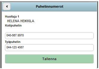 41 Lapsen huoltajien puhelinnumeron muokkaaminen oli helppoa niiden mielestä, jotka olivat sen joutuneet tekemään. Ne jotka eivät olleet muokanneet tietoja, eivät kommentoineet asiaa.