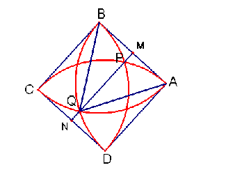 Kangaroo Junior (gymnasium st year) ratkaisut page 9 / 9 29) ABCD is a square (see the fig.) of side length and the quarter circles have centres on A, B, C and D. What is the length of PQ?