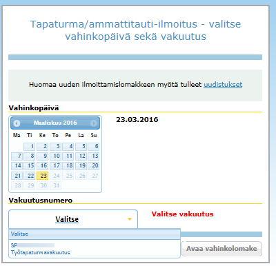 Miksi ilmoittaminen pysähtyy vahinkopäivän ja vakuutusnumeron valitsemisen jälkeen? Syynä voi olla pankkitoimintojen suojauksen päällä olo.