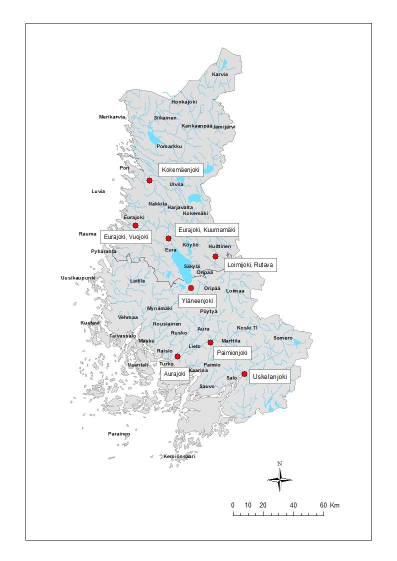 Varsinais-Suomen ELY-keskuksen jatkuvatoimiset vedenlaadun mittausasemat Mittauspaikka Vuosi Aurajoki (Halinen) 29 Loimijoki