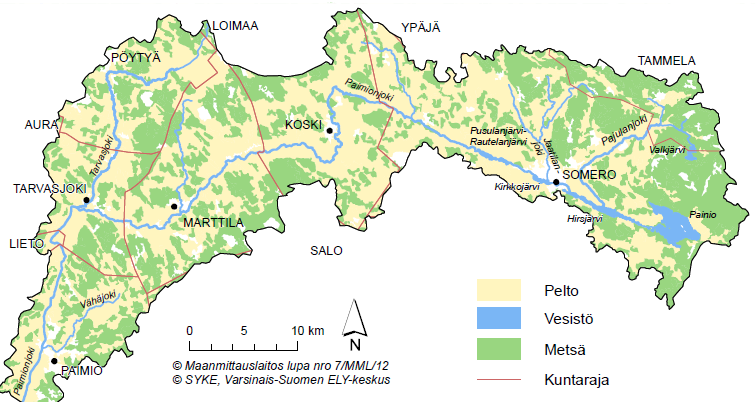 Paimionjoki Pituus 11 km Valuma-alue 188 km 2 Yläosan