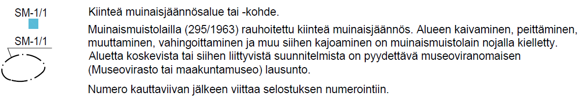 FCG Suunnittelu ja tekniikka Oy Kaavaselostus, luonnos 32 (41) SM-1/1, Kiinteä muinaisjäännösalue tai -kohde.