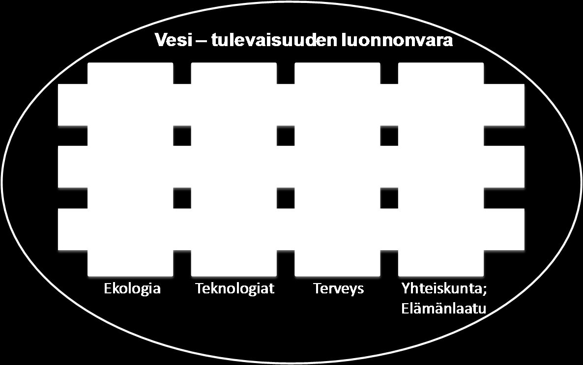 Kuva 1. AKVA-ohjelman aihealueet ja tieteenalakohtaiset leikkauspinnat. Kuvassa 1 on esitetty AKVA-ohjelman kolme integroivaa aihealuetta, jotka leikkaavat tutkimuksen tieteenalakohtaista näkökulmaa.